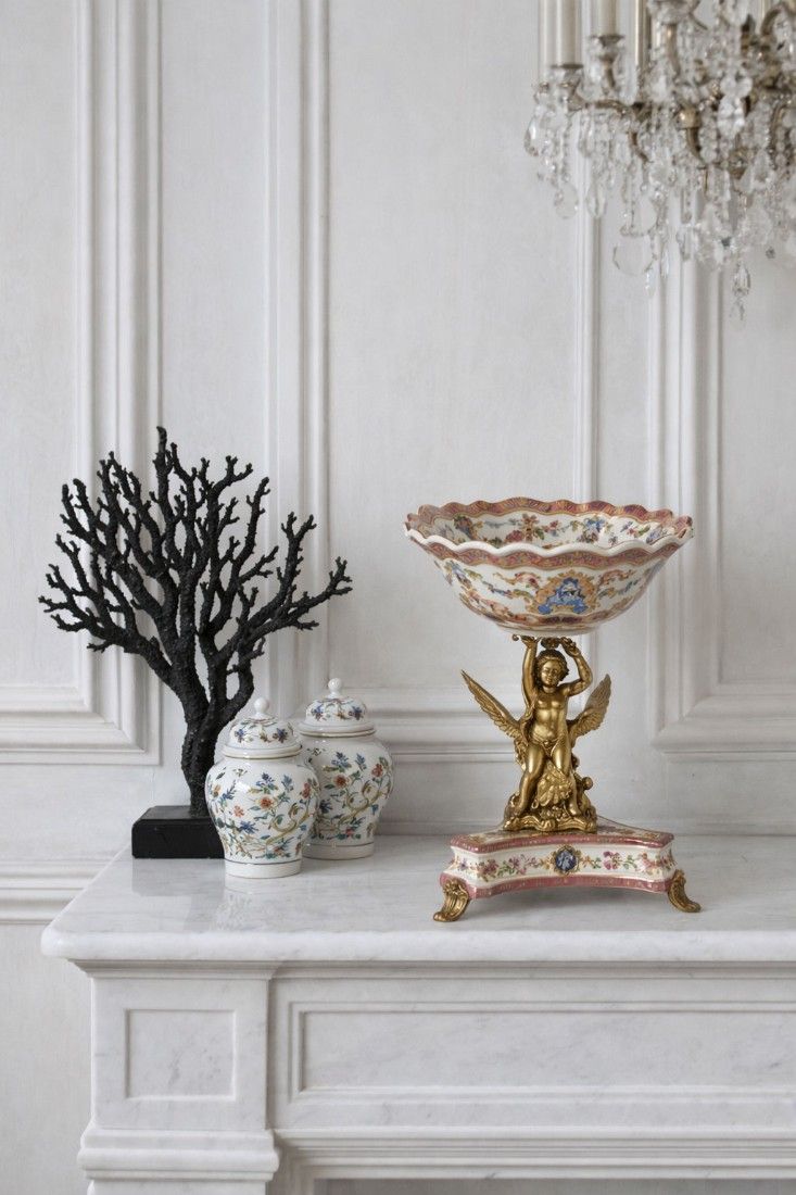 Fructiera cu ingeras din portelan Craquelle