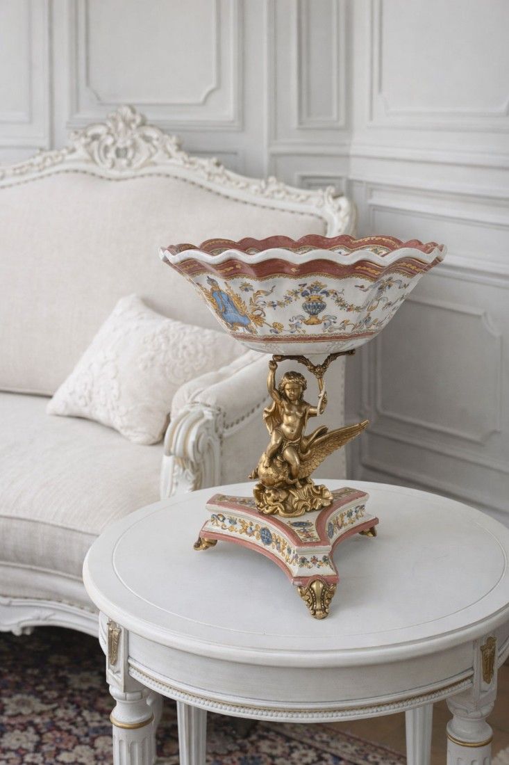 Fructiera cu ingeras din portelan Craquelle