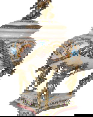 Bomboniera Craquelle din portelan cu ingerasi din bronz