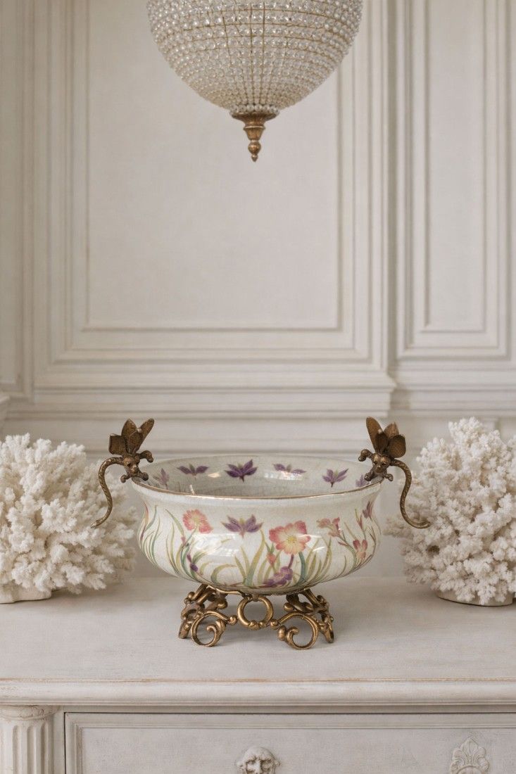 Fructiera cu libelule din portelan Craquelle