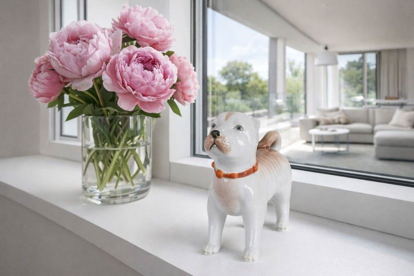 Catel-figurina din portelan pictat