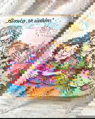 Felciitare din lemn personalizata pentru bunica, 1 8 martie