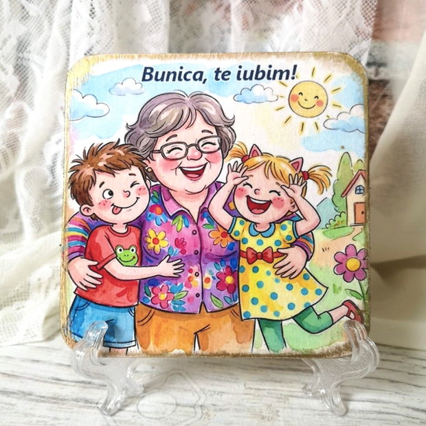 Felciitare din lemn personalizata pentru bunica, 1 8 martie
