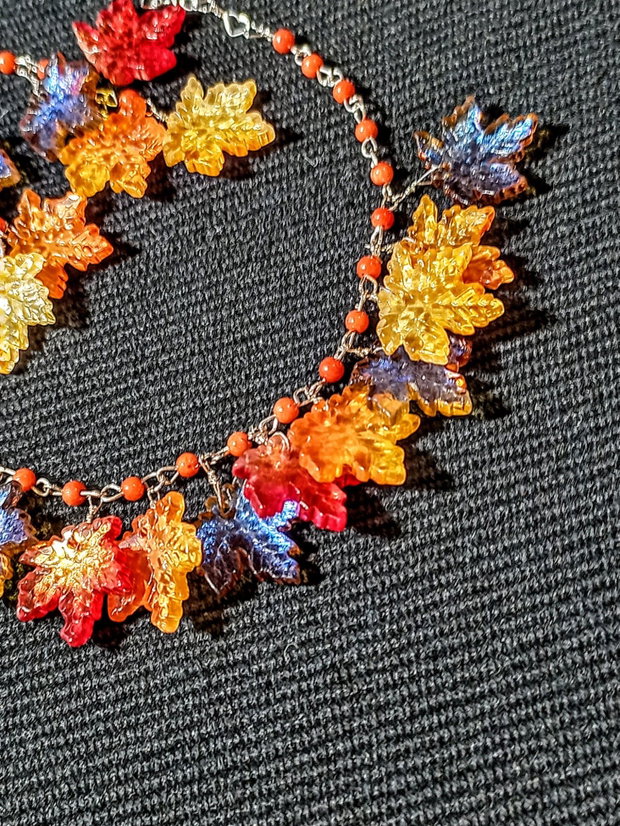Set argint coral sticla frunze cercei bratara boho chic trendy multicolor - Transport gratuit