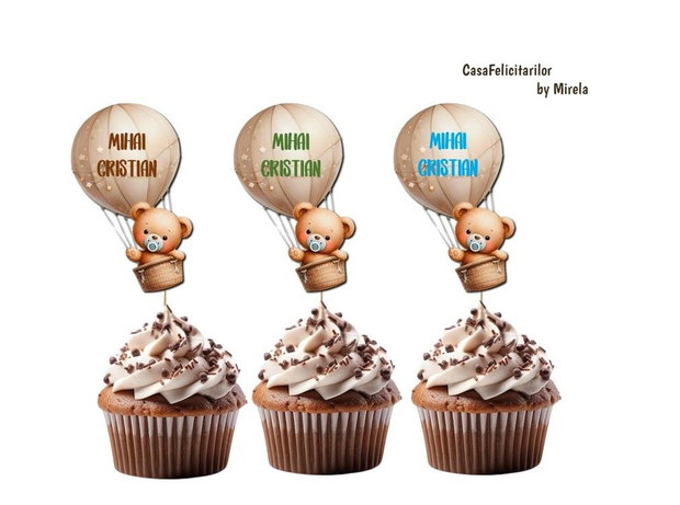 Set toppere ursuleț în balon personalizate