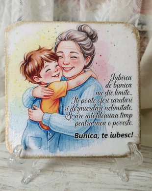 Felicitare din lemn, personalizata pentru bunica (cadou 1, 8 martie)