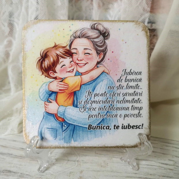 Felicitare din lemn, personalizata pentru bunica (cadou 1, 8 martie)