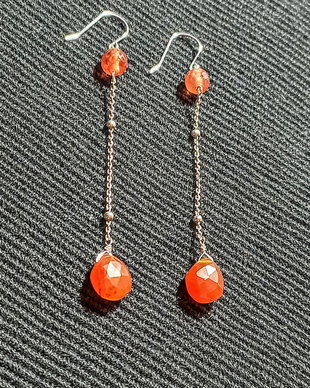 Cercei argint carneol lungi lant argint minimalisti boho chic trendy