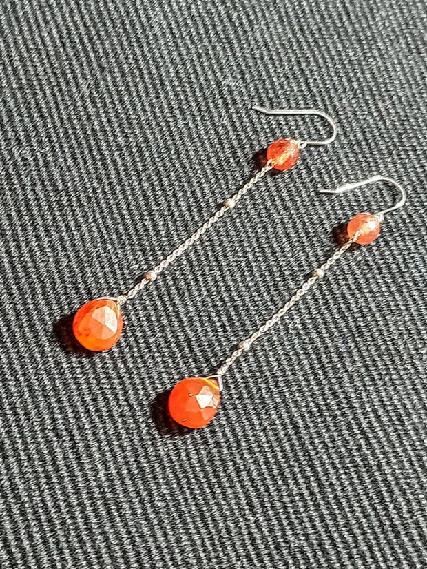 Cercei argint carneol lungi lant argint minimalisti boho chic trendy