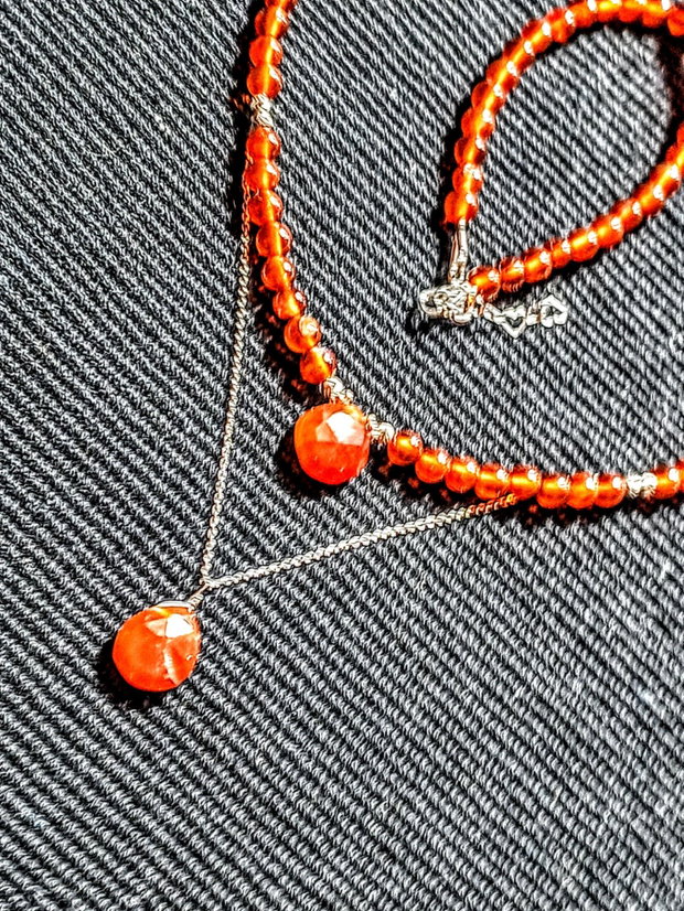 Colier argint carneol briolete minimalist boho chic trendy