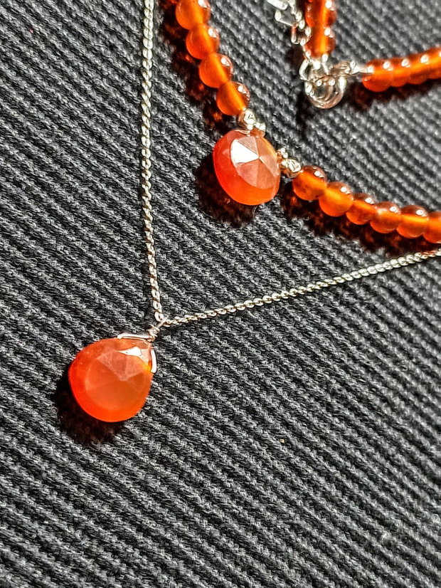 Colier argint carneol briolete minimalist boho chic trendy