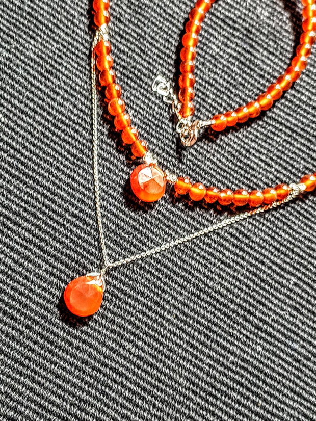 Colier argint carneol briolete minimalist boho chic trendy