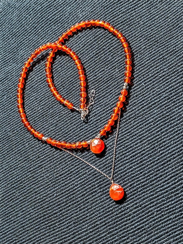 Colier argint carneol briolete minimalist boho chic trendy