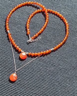 Colier argint carneol briolete minimalist boho chic trendy