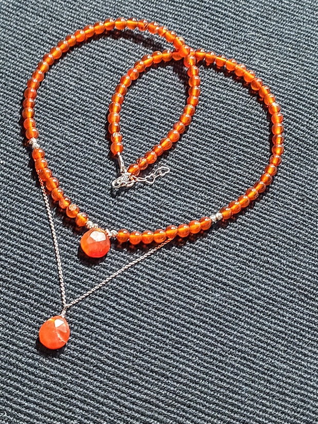Colier argint carneol briolete minimalist boho chic trendy