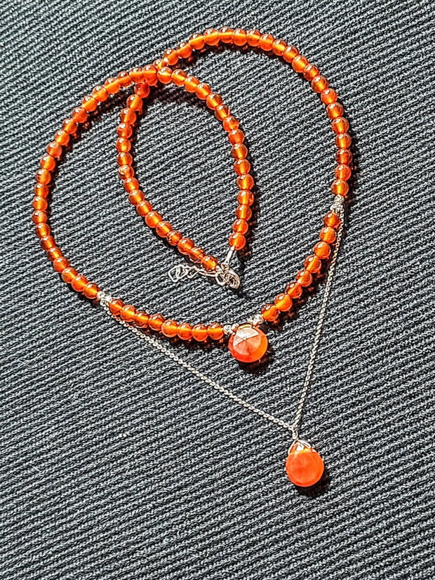 Colier argint carneol briolete minimalist boho chic trendy