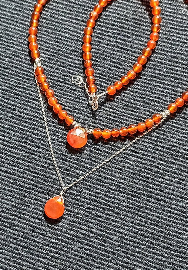 Colier argint carneol briolete minimalist boho chic trendy