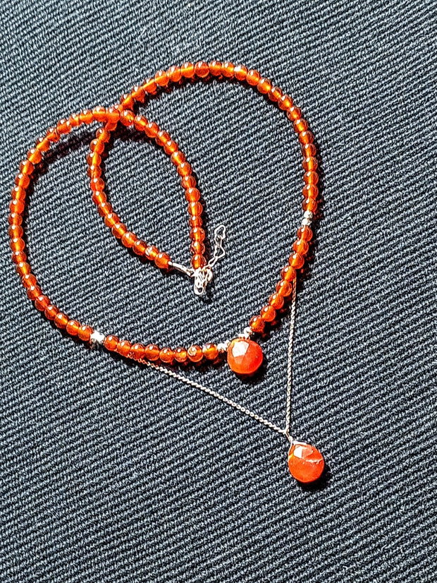 Colier argint carneol briolete minimalist boho chic trendy