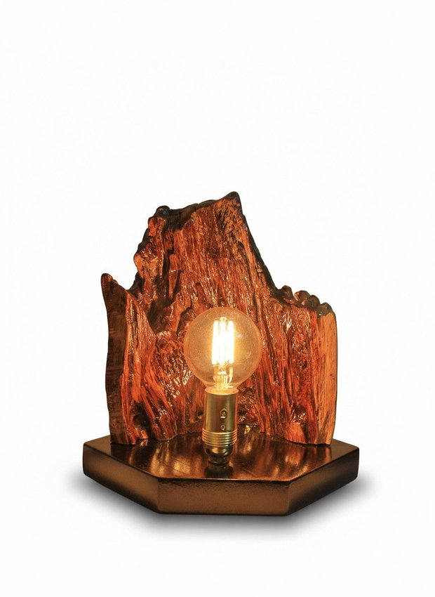,,SPIRITUL PADURII ,, Veioza Handmade din lemn de stejar