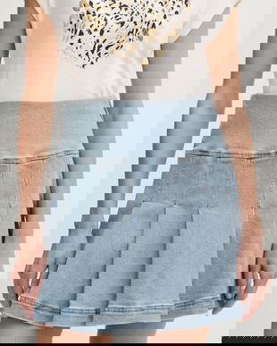 Morgan fustă plisată din denim