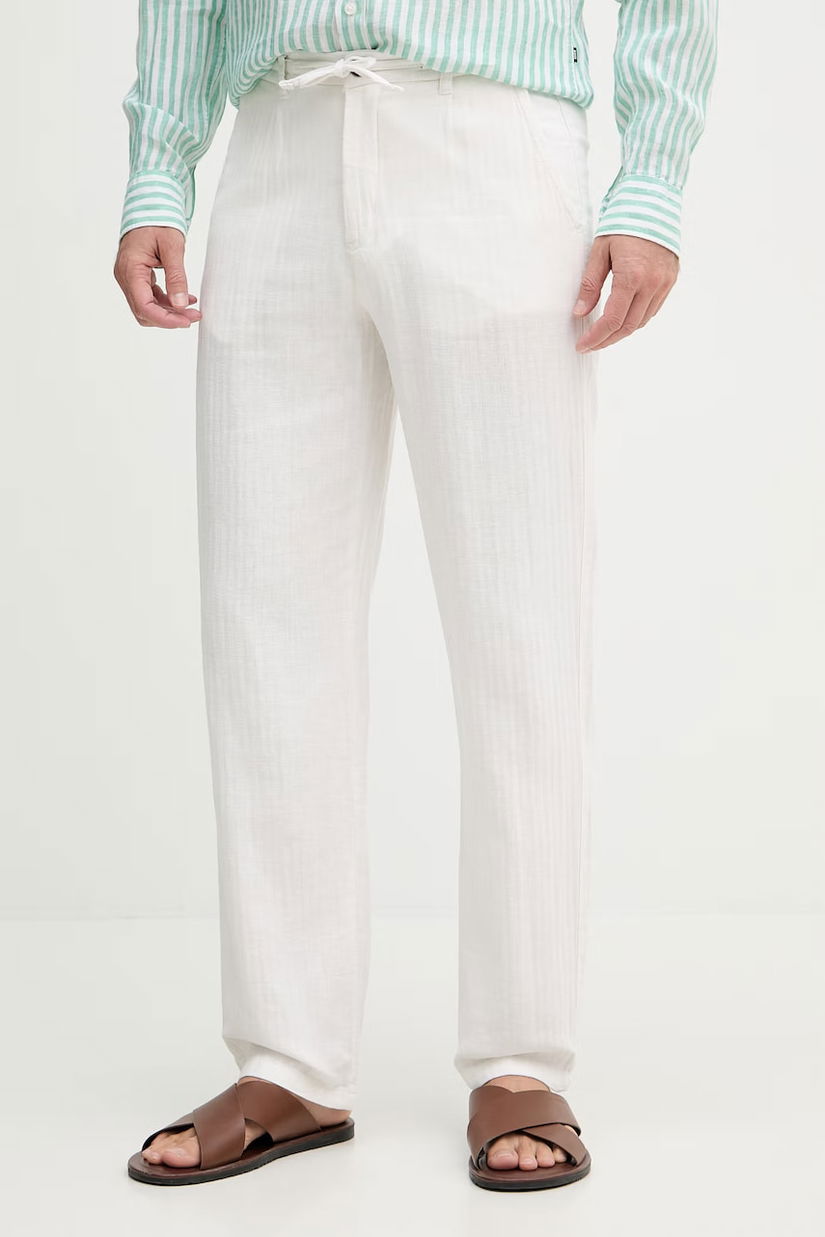 Lindbergh pantaloni pentru bărbați cu amestec de in