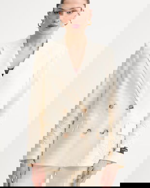 ERMANNO Firenze geantăou cu două rânduri de nasturi pentru femei, din in