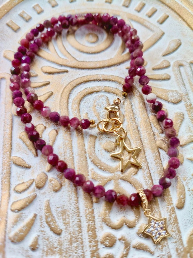 Colier CHOKER Turmalina rosie watermelon