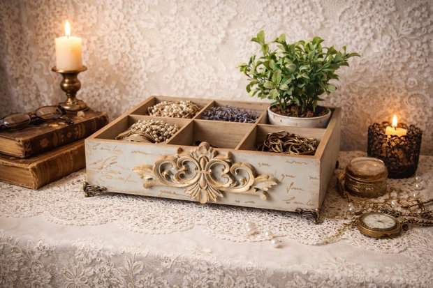Organizator vintage cu detalii rafinate