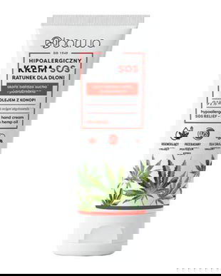 Crema de maini hipoalergenica Sos Relief cu ulei de canepa Barwa Cosmetics, 75 ml