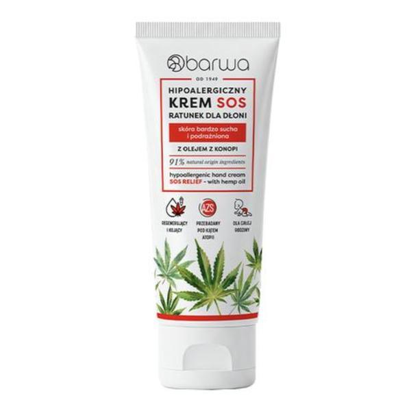 Crema de maini hipoalergenica Sos Relief cu ulei de canepa Barwa Cosmetics, 75 ml