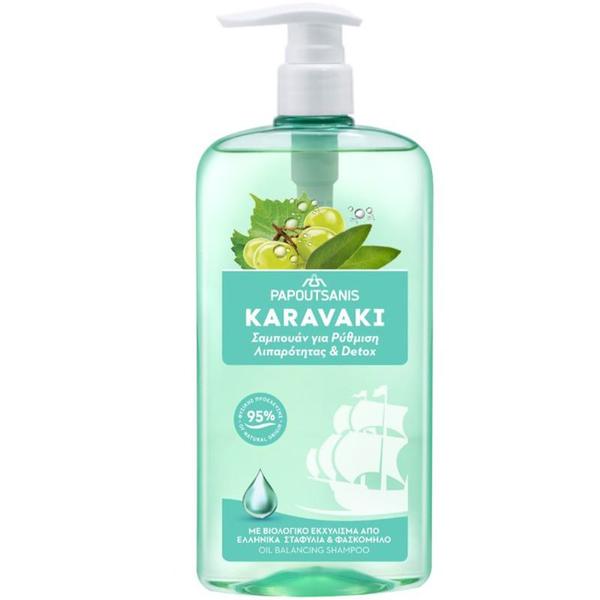 Sampon pentru Gras, Detoxifiant - Karavaki Oil Balancing Shampoo, 600 ml