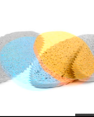 Set 2 bureți curățare față, albastru-orange