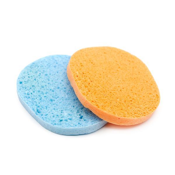 Set 2 bureți curățare față, albastru-orange