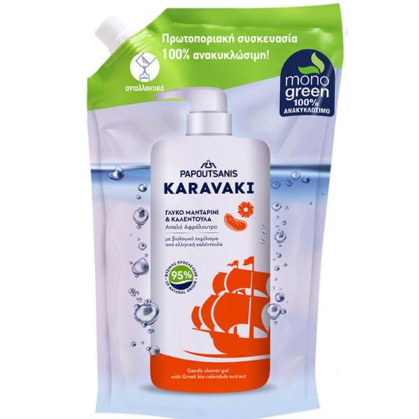 Rezerva Gel de Dus cu Mandarine si Galbenele - Karavaki Tangerine &amp; Calendula Shower Gel Refill, 700 ml