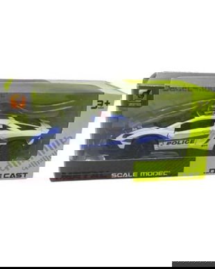 Masinuta Politie Die-Cast Alba, 10 cm