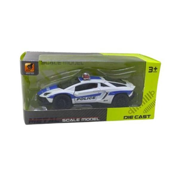 Masinuta Politie Die-Cast Alba, 10 cm