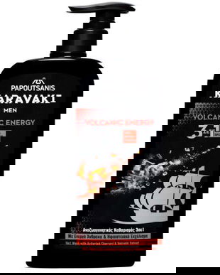 Gel de Dus, Sampon si Gel pentru Fata 3in1 - Karavaki Men Volcanic Energy 3in1 Body Energy, 550 ml