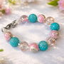 Cotton Candy Breeze - Brățară handmade roz marmorat și bleu cu mărgele decorative | Oțel inoxidabil | Mărimi copii și adulți