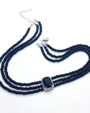 Colier tip chocker din perle de sticlă și cristal