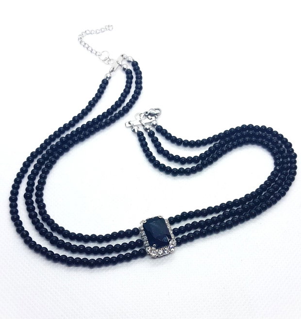 Colier tip chocker din perle de sticlă și cristal