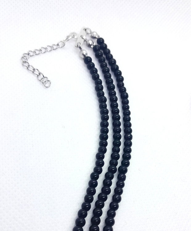 Colier tip chocker din perle de sticlă și cristal