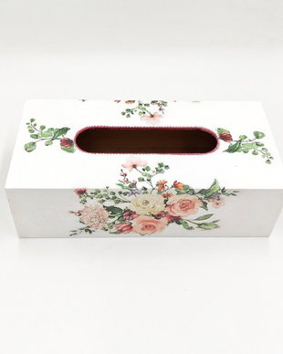 Cutie din lemn pentru servetele model floral, CS003