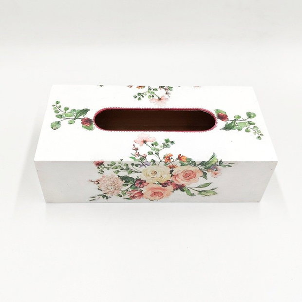 Cutie din lemn pentru servetele model floral, CS003