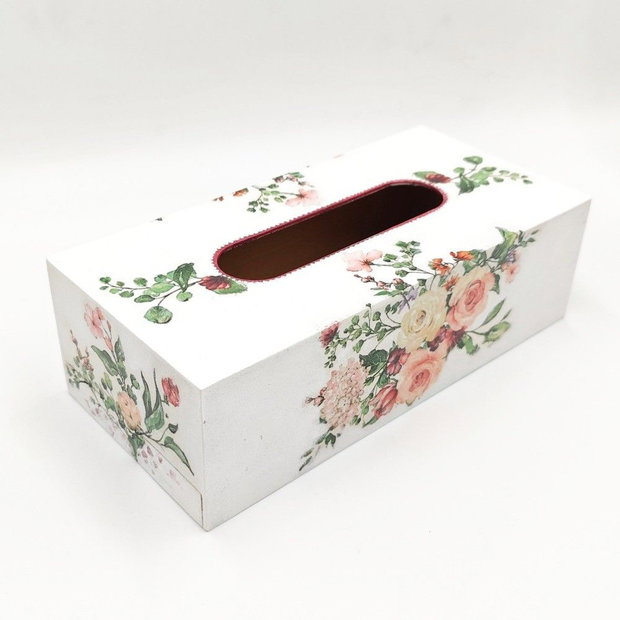Cutie din lemn pentru servetele model floral, CS003