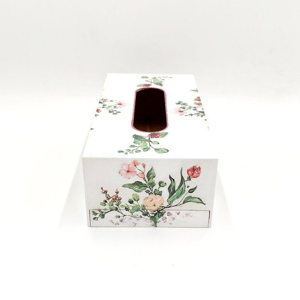 Cutie din lemn pentru servetele model floral, CS003