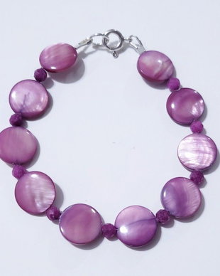 Bratara argint 925 cu sidef violet si rubin