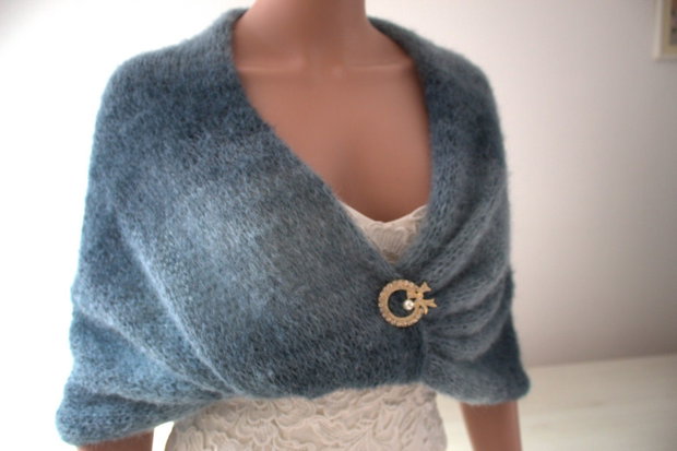 Șal teal din mohair și alpaca eleganță profundă și textură luxoasă