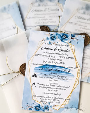 Invitatie nunta albastr royal