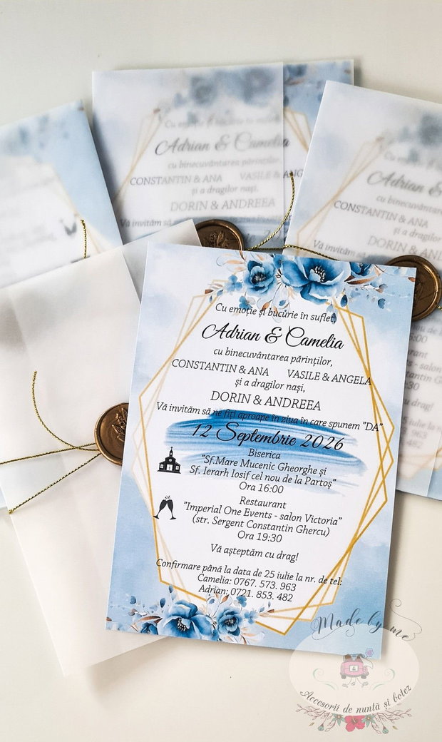 Invitatie nunta albastr royal