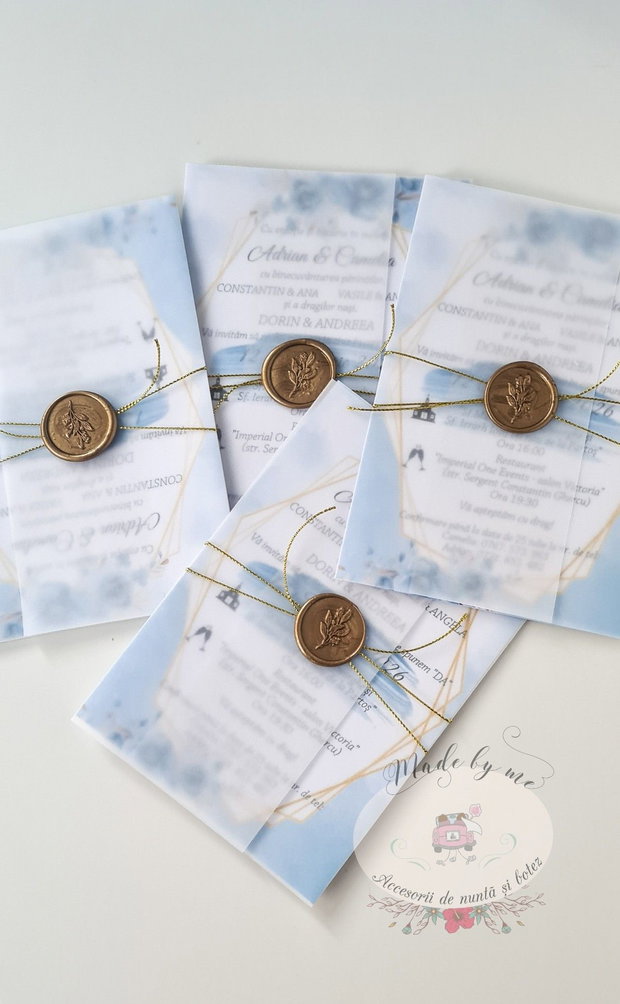 Invitatie nunta albastr royal